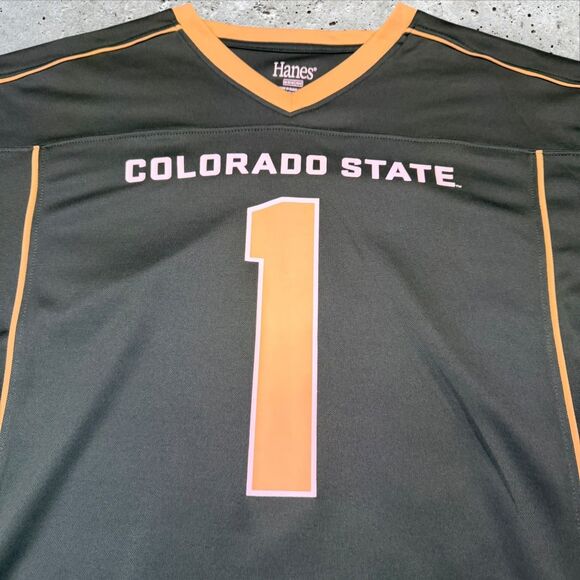 Colorado State Rams #1 Football Jersey Men’s M Green Gold Hanes NCAA - Picture 7 of 10